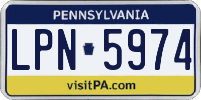PA license plate LPN5974
