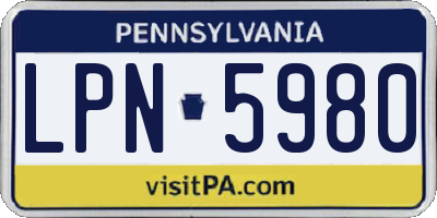 PA license plate LPN5980