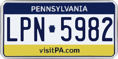 PA license plate LPN5982