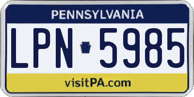 PA license plate LPN5985