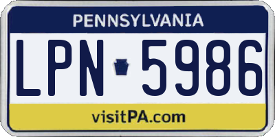PA license plate LPN5986