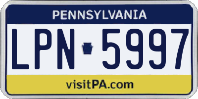 PA license plate LPN5997