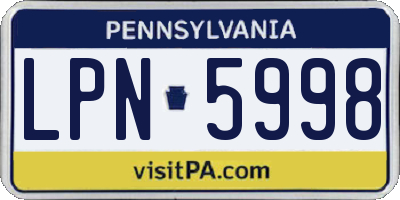 PA license plate LPN5998