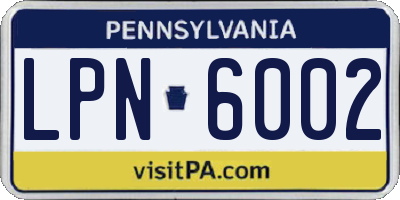 PA license plate LPN6002