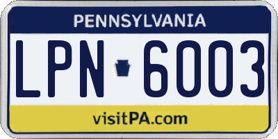 PA license plate LPN6003