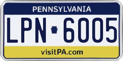 PA license plate LPN6005