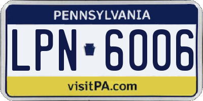 PA license plate LPN6006