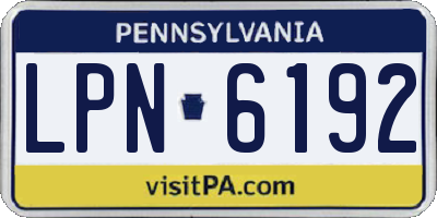 PA license plate LPN6192
