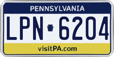 PA license plate LPN6204