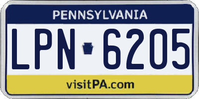PA license plate LPN6205