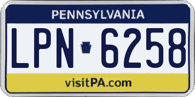 PA license plate LPN6258