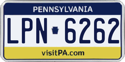 PA license plate LPN6262
