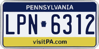 PA license plate LPN6312
