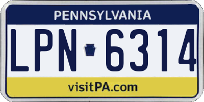 PA license plate LPN6314