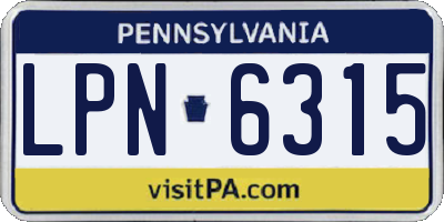 PA license plate LPN6315