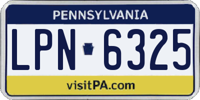 PA license plate LPN6325