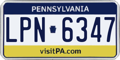 PA license plate LPN6347