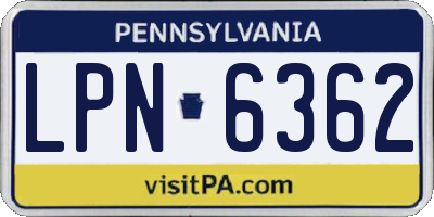 PA license plate LPN6362