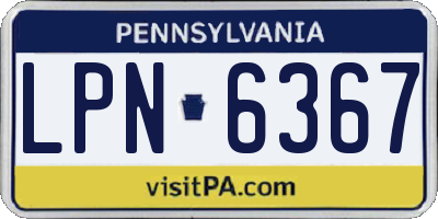 PA license plate LPN6367