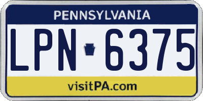 PA license plate LPN6375