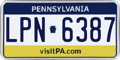 PA license plate LPN6387