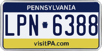 PA license plate LPN6388