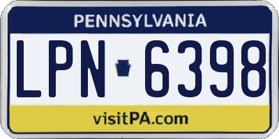 PA license plate LPN6398