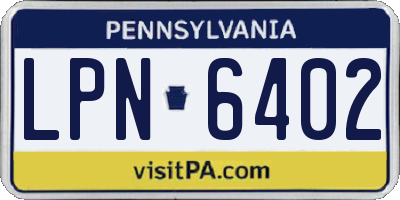 PA license plate LPN6402