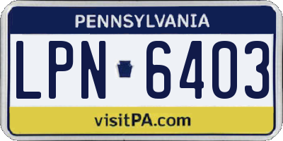 PA license plate LPN6403