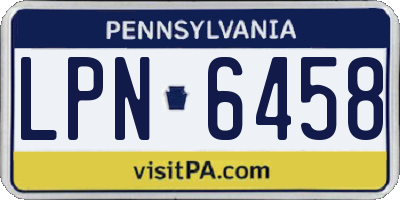 PA license plate LPN6458