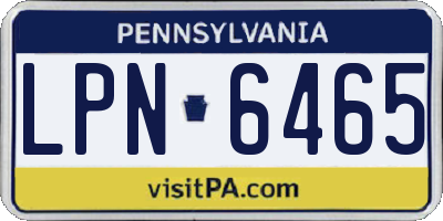 PA license plate LPN6465