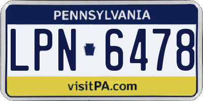 PA license plate LPN6478