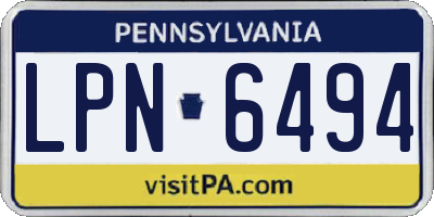 PA license plate LPN6494
