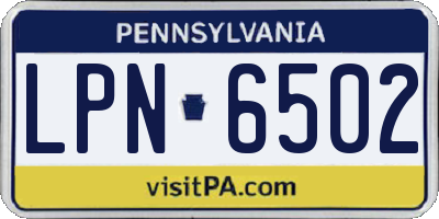 PA license plate LPN6502