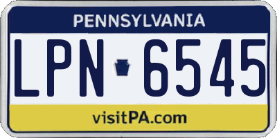 PA license plate LPN6545