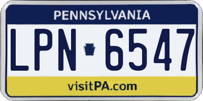 PA license plate LPN6547