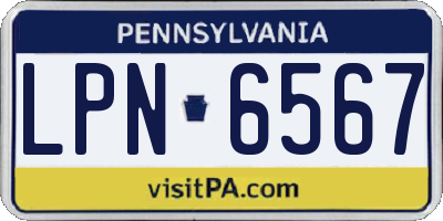 PA license plate LPN6567