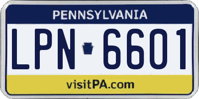PA license plate LPN6601