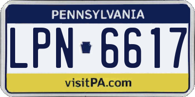 PA license plate LPN6617