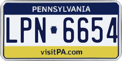 PA license plate LPN6654
