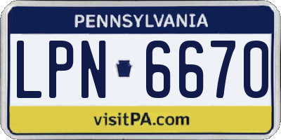 PA license plate LPN6670