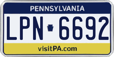 PA license plate LPN6692