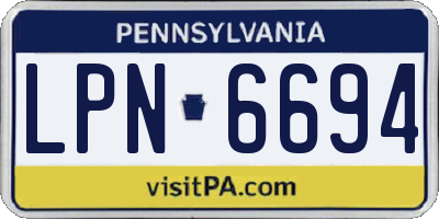 PA license plate LPN6694