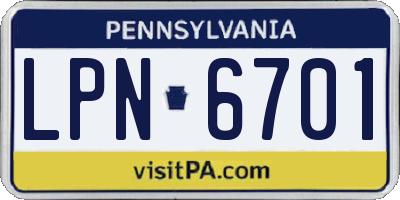PA license plate LPN6701