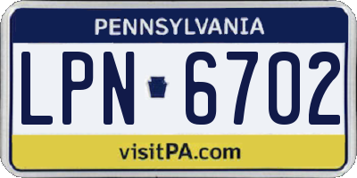 PA license plate LPN6702