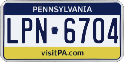 PA license plate LPN6704