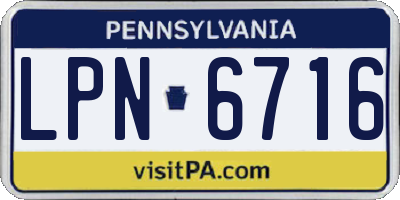PA license plate LPN6716