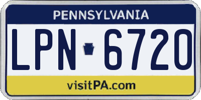 PA license plate LPN6720