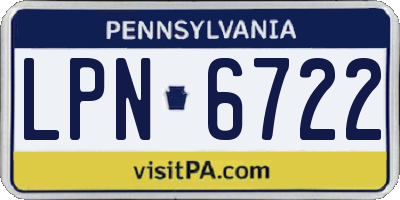 PA license plate LPN6722