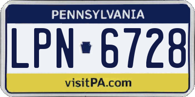 PA license plate LPN6728